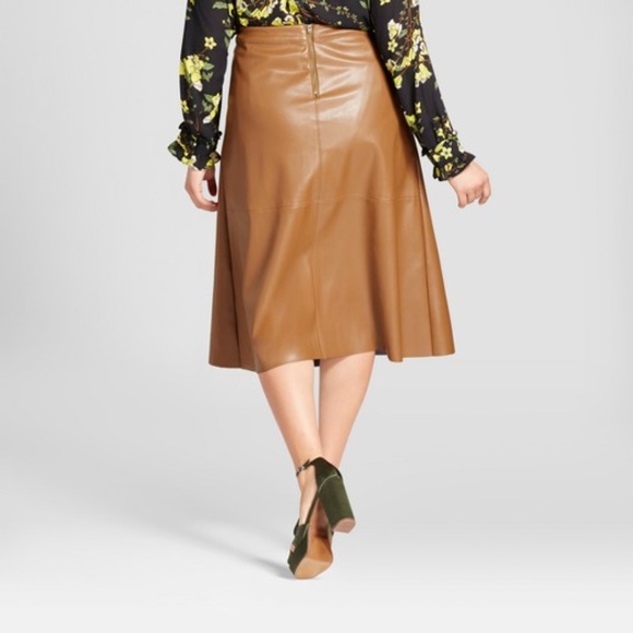 New Faux Leather Colorblock Paneled Swing Skirt B6 - Picture 2 of 7